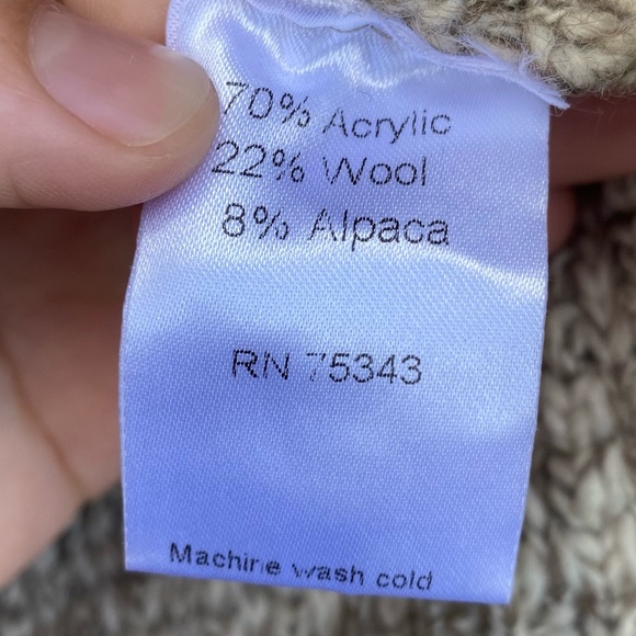 Cocogío Made in Italy Tan Acrylic Wool/Alpaca Knitted Open Front Cardigan - Picture 9 of 9